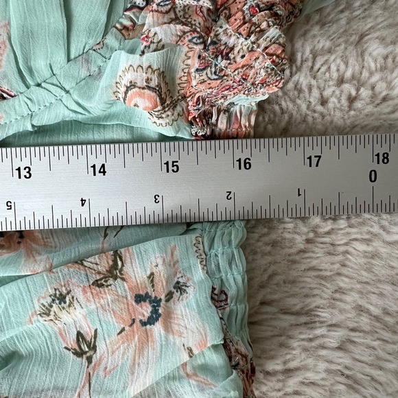 Romantic Floral Corset Top Ruched Puff Sleeve Paisley M Doll Cute Pastel Retro - Picture 8 of 9